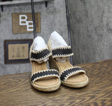 Easy Spirit Womens Ariella Espadrille Wedge Sandals Black / Natural Brown 7M