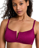 Bar III Pucker Up V-Wire Bralette Bikini Top MBPU25151 Plum Berry Purple S