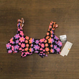 Salt + Cove Juniors Foil Print Ruffle Strap Bralette Bikini Top Orange Multi S