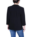 Ny Collection Womens Petite Jacket with 3/4 Sleeves PKQJ0152 Black PL