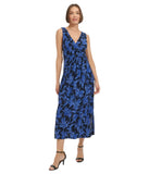 Tommy Hilfiger Womens Printed Ruched Mini Dress Sky Captain / Amparo Blue 8