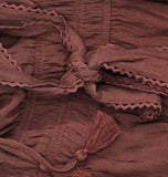 Trixxi Juniors Square-Neck Tie-Strap Fit Flare Mini Dress Brown Orange S