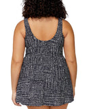 Island Escape Magnolia Twist-Front Underwire Swim Dress P770576 Black Multi 22W