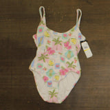 California Waves Scrunch One Piece Swimsuit Plumeria Postage White Multi M