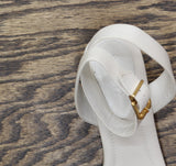 Schutz Womens Alexandra Mid Block Sandals Pearl Off White 10B