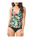 Beach House Womens Swim Lola Wrap Underwire Tankini Top Midnight Garden Black 12