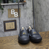 COACH Womens Sculpted C Leather Driver Loafer Shoes Midnight Navy Blue 7.5B