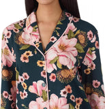 Room Service Womens 2-Piece Shawl Collar Pajama Set 1730042 Pink/Black Floral S
