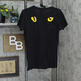 The Next Level Womens Cats Graphic Front & Back Graphic T-Shirt Tee Black XL