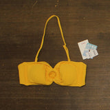 Roxy Womens Bandeau Bikini Top Padded Swim 434001976-GNR-L Gold Yellow L