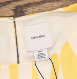 Calvin Klein Printed Chiffon Sleeveless Woven Top Lemon Amber Yellow Multi S