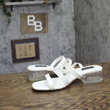 Jones New York Strappy Block Heel Slide Sandal Open Toe JNY-UNIKA White 8M
