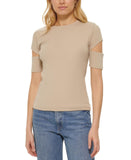 Dkny Jeans Women's Cutout Ribbed T-Shirt E2GFDNUY