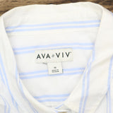 Ava & Viv Womens Plus Size Button Up Shirt 1678d33b37ee8a Blue / White Stripe 1X