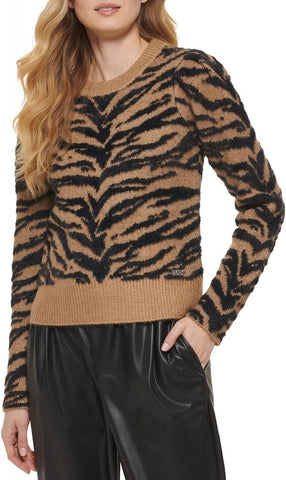 DKNY Women's Fuzzy Pattern Long Sleeve Sweater P2MSA06Z