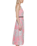 Tommy Hilfiger Belted Lined Floral-Print Halter Midi Dress Bubblegum / Ivory 4