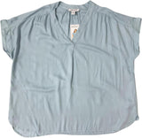 Nine West Women's Lightweight Relaxed Fit Woven Popover V-Neck Top 49009932