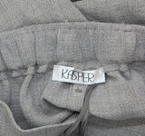 Kasper Straight Leg Pocketed Pull On Elastic Back Trouser Pants Pebble Gray L