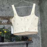 Aqua Woven Jeweled Satin Top IBO26962 Yellow M