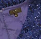 Tahari Asl Womens V-Neck Sequined Embroidered Gown Dress Deep Royal Blue 8