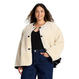 Universal Thread Shearling Button Piped Crewneck Casual Coat Cream Off White M