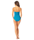 Anne Cole Standard Twist Front Shirred One Piece Swimsuit Teal Blue Green 8