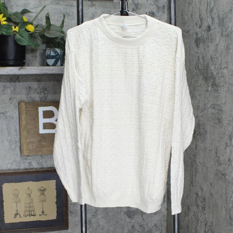 Womens Vintage Oversized Knit Pullover Sweater 166585ffe75d6f Ivory M