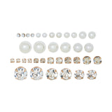 Wild Fable Pearl & Rhinestone CZ Stud Earrings Set - 17 Pairs Gold / Silver Gray