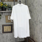 DG2 by Diane Gilman Womens Button Front Hi-Low Blouse Shirt Top 729011 White L