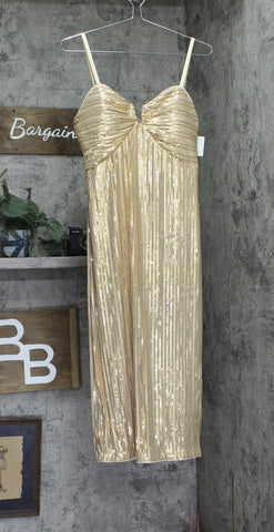 Siena Womens Sequined Spaghetti Strap Sweetheart Neck Midi Dress Gold Yellow 8