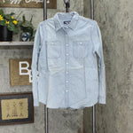 Lands' End Womens Long Sleeve Chambray Button Up Shirt 516606-Sample