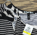 Planet Gold Juniors Printed Cold-Shoulder Bodycon Dress Black Stripe M