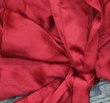 DKNY Petite Satin Flutter Tiered Sleeve V Neck Fit Flare Dress XD4ITB82 Red 8P