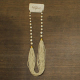 Erica Lyons Seed Bead Geometric Bead Necklace Ivory Off White / Gold 33" + 3'