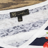 DG2 by Diane Gilman Burnout Printed And Embellished T-Shirt Navy Stripe Floral L