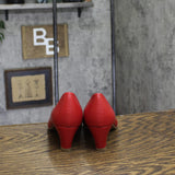 Journee Collection Luu Comfort Insole Round Toe Low Block Heel Pumps Red 7.5M