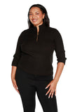 Belldini Womens Quarter Length Zipper Polo Sweater BS235289X Black 1X