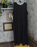 White Mark Women's Plus Size Scoop Neck Tiered Midi Dress PS315