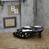 A New Day Womens Katia Heels Satin Rhinestone Mules 94663377 Black 6M