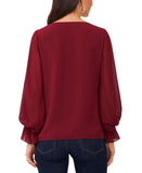Vince Camuto Womens Plus Size Blouson-Sleeve V-Neck Blouse 92523B007
