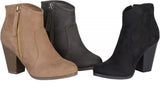 Journee Collection Womens Side Zip Link Booties LINK-TAU Taupe Brown 8M