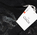 Cece Womens Metallic Lace-Over Long-Sleeve Midi Dress Black XS