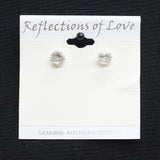 Reflections Of Love Austrian Crystal Round Cut Stud Earrings Silver Gray / Clear