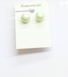 Francesca's Womens Fashion Round Pearl Stud Earrings Green .25"
