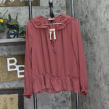 Universal Thread Womens Long Sleeve Blouse 92235298 Dark Mauve Pink M