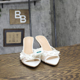 A New Day Womens Lupita Mesh Rhinestone Peep Toe Mule Heels 92609723 White 9M