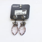 Charming Charlie by RSVP Rhinestone Drop Earrings Gunmetal Black / Purple 1.75"