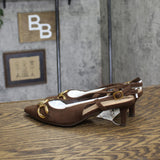A New Day Womens Tabitha Oversized Chain Sling Back Heels 94305244 Brown 6.5M