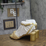 Jewel Badgley Mischka Womens Pretty Block Heel Dress Sandals Gold Textile 8M