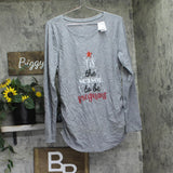 Motherhood Maternity the Season To Be Pregnant Maternity Graphic Tee Gray XL